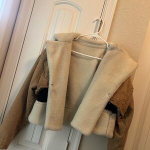 Tan and Cream Sherpa-Lined Jacket